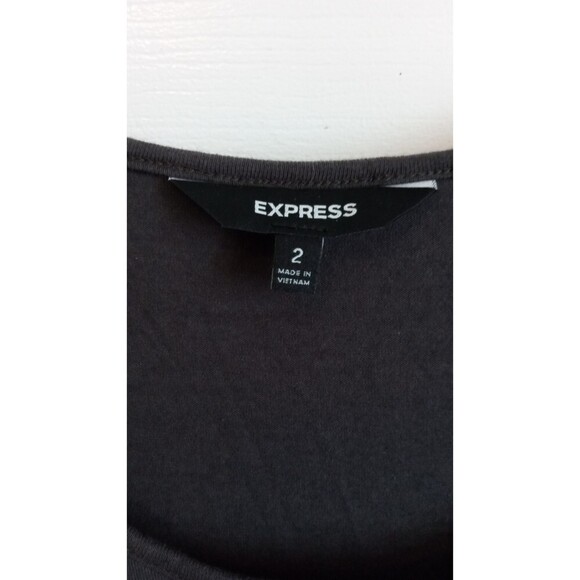 Express black and grey swoop neck color block long sleeve dress - Picture 4 of 6